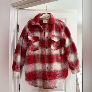 RD Style Red and White Plaid Shacket